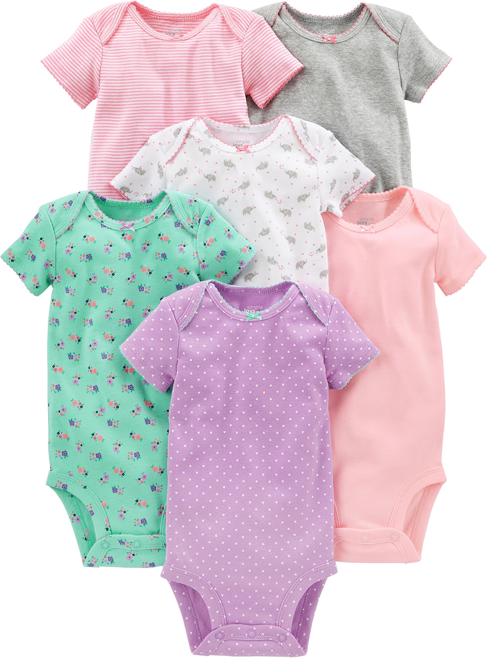 Simple Joys by Carter'sBaby Girls' Short-sleeve Bodysuit, Pack of 6