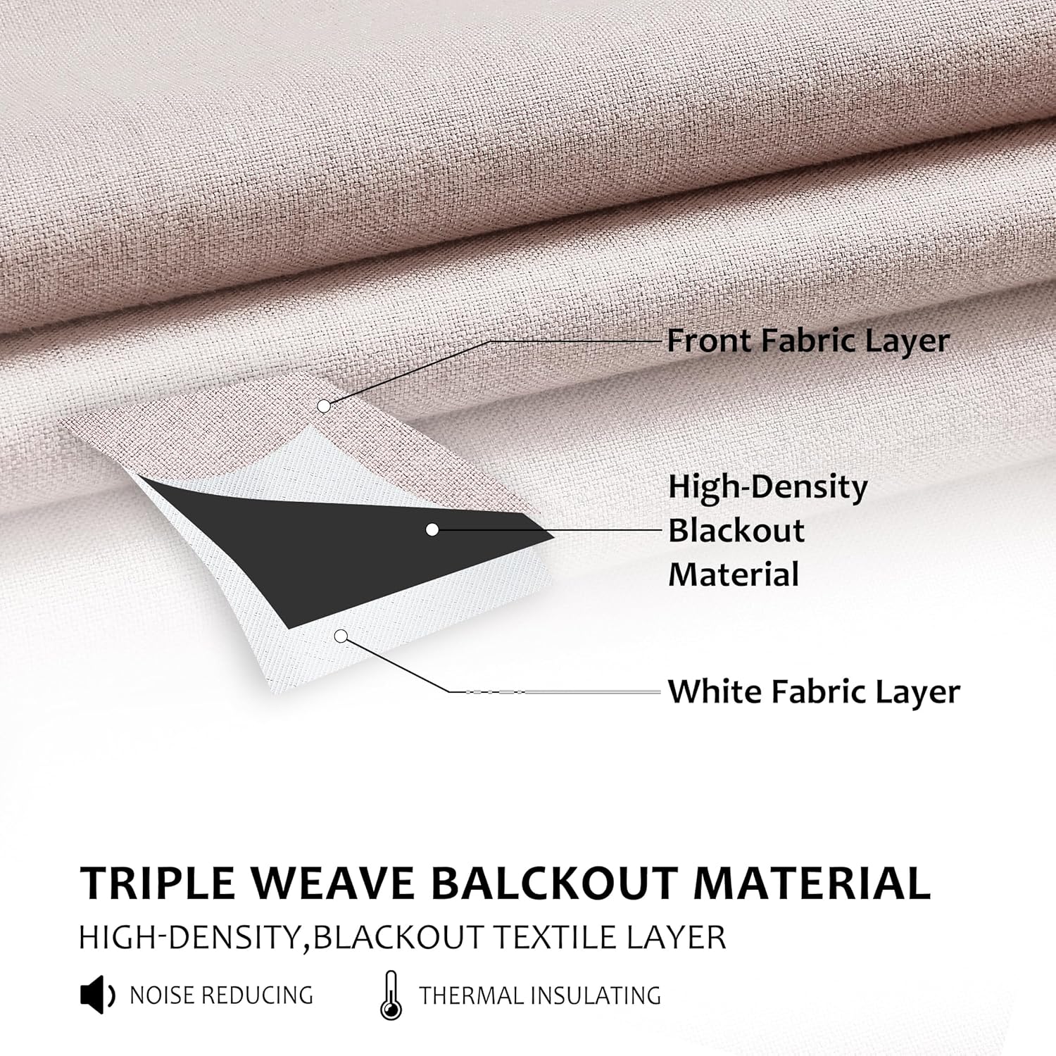 Jubilantex Full Blackout Curtains Pink Pinch Pleated Linen Curtains 95 Inch Long Thermal Insulated and Noise Reducing Window Treatments Set with Hooks for Bedroom Living Room,Pale Pink 2 Panels
