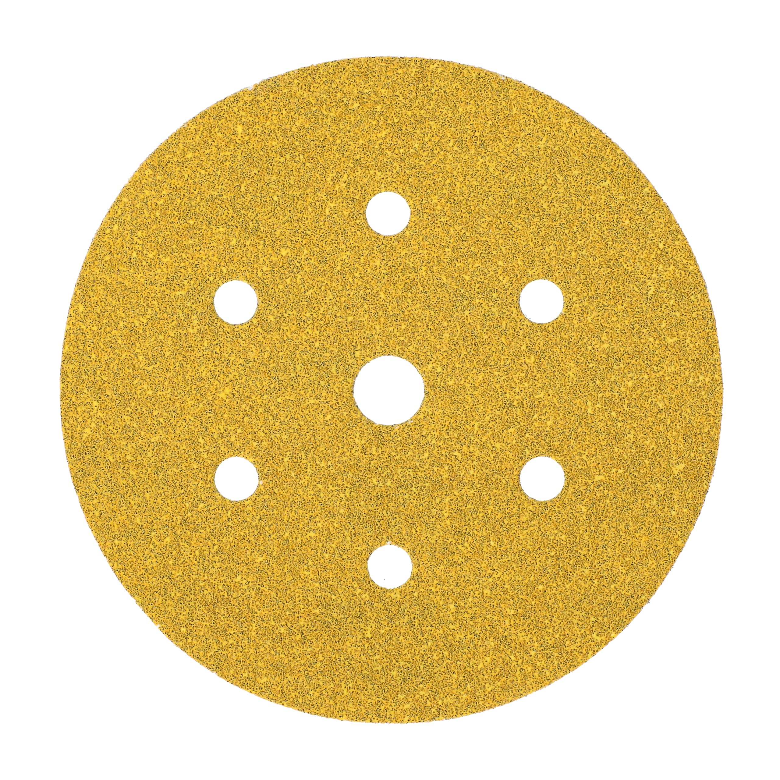Mirka Gold Papel de lija universal Ø 150mm Velcro 7 agujeros, grano P60, 50 piezas / Para lijar yeso, masilla, aglomerado, madera, barniz