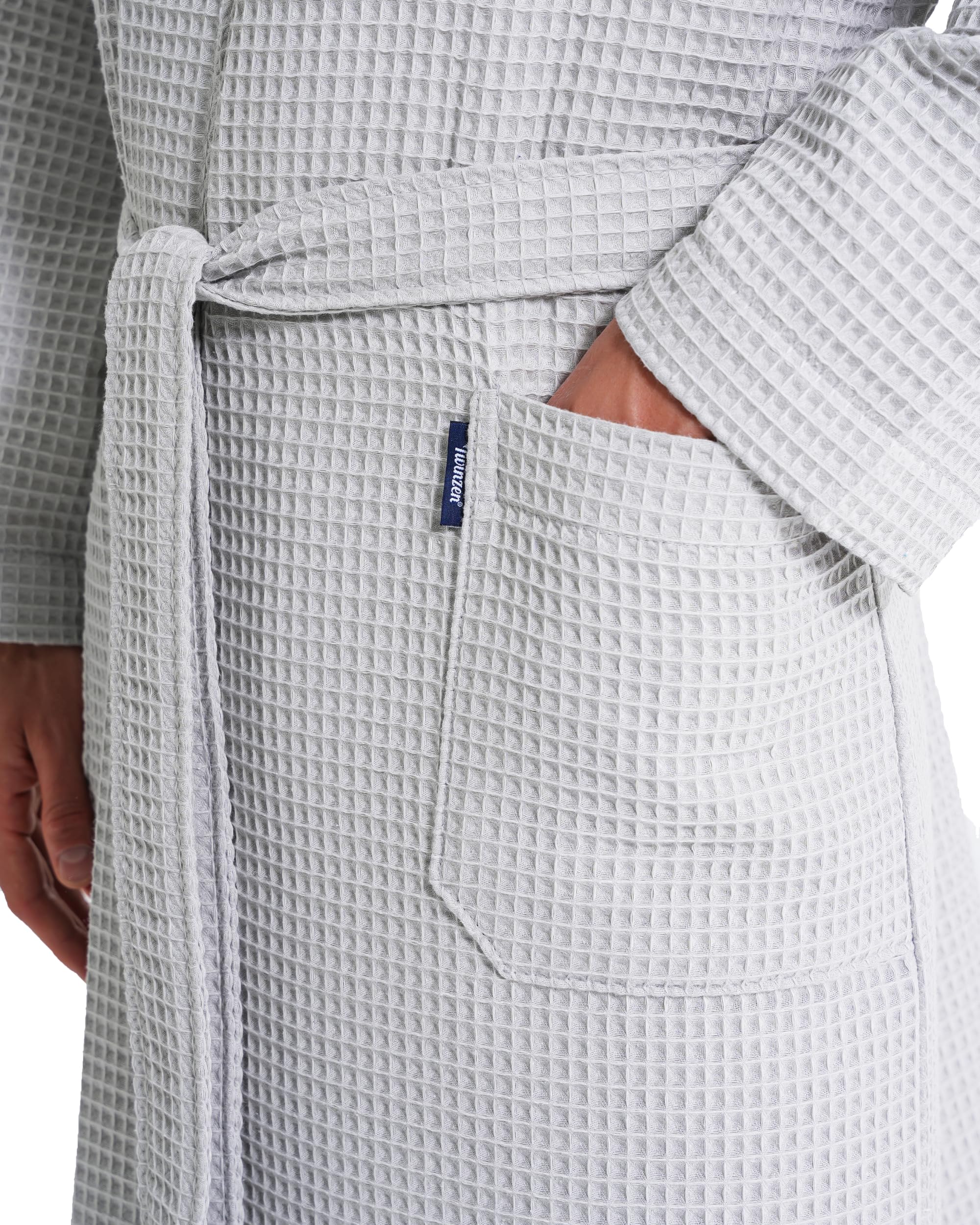 Twinzen - Albornoz Hombre Nido De Abeja - 100% Algodón Batas de Casa Hombre Ligera, Suave y Absorbente