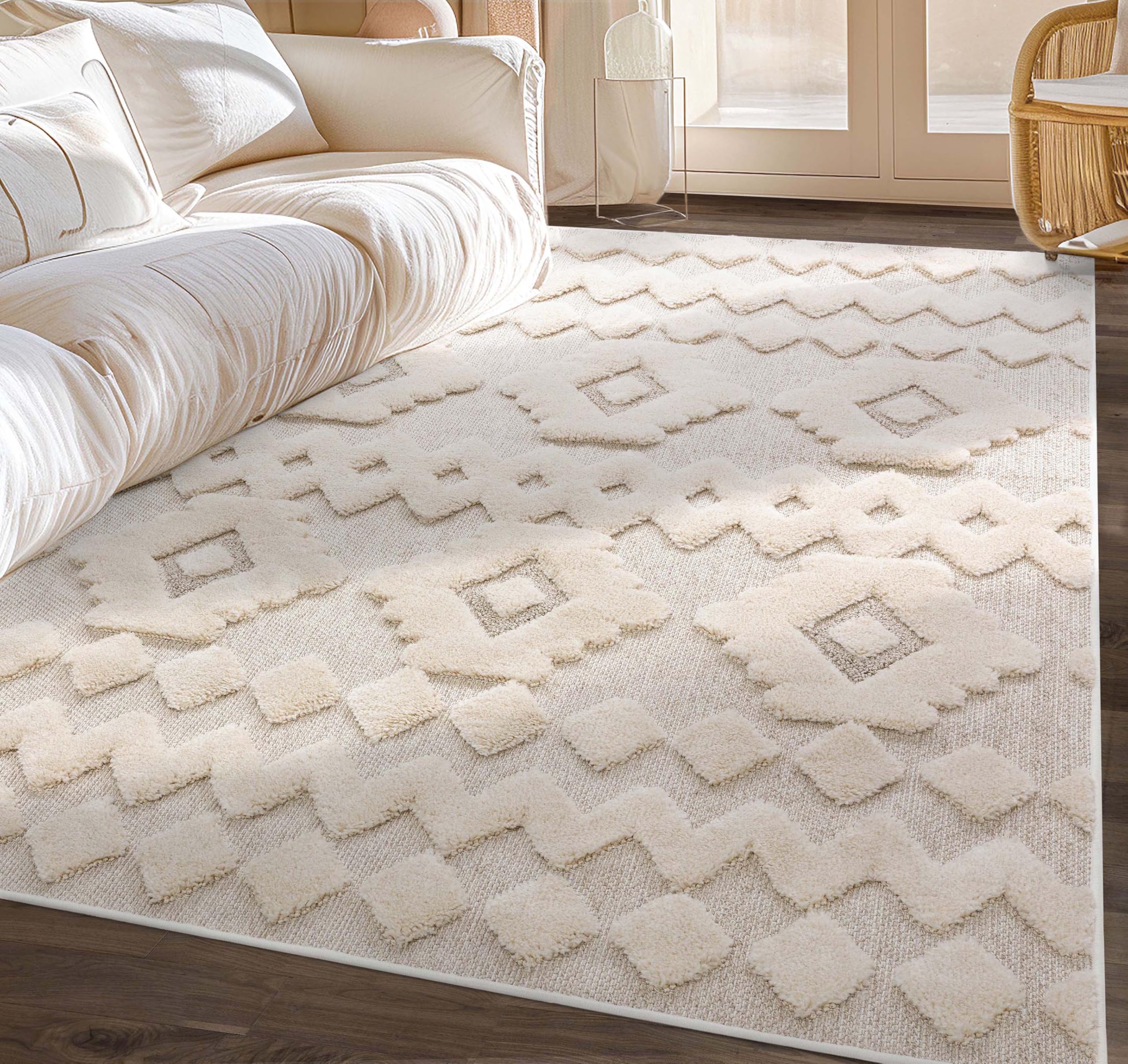 Well Woven Bellagio Chiara Tribal Moroccan Flatweave Rug in Beige