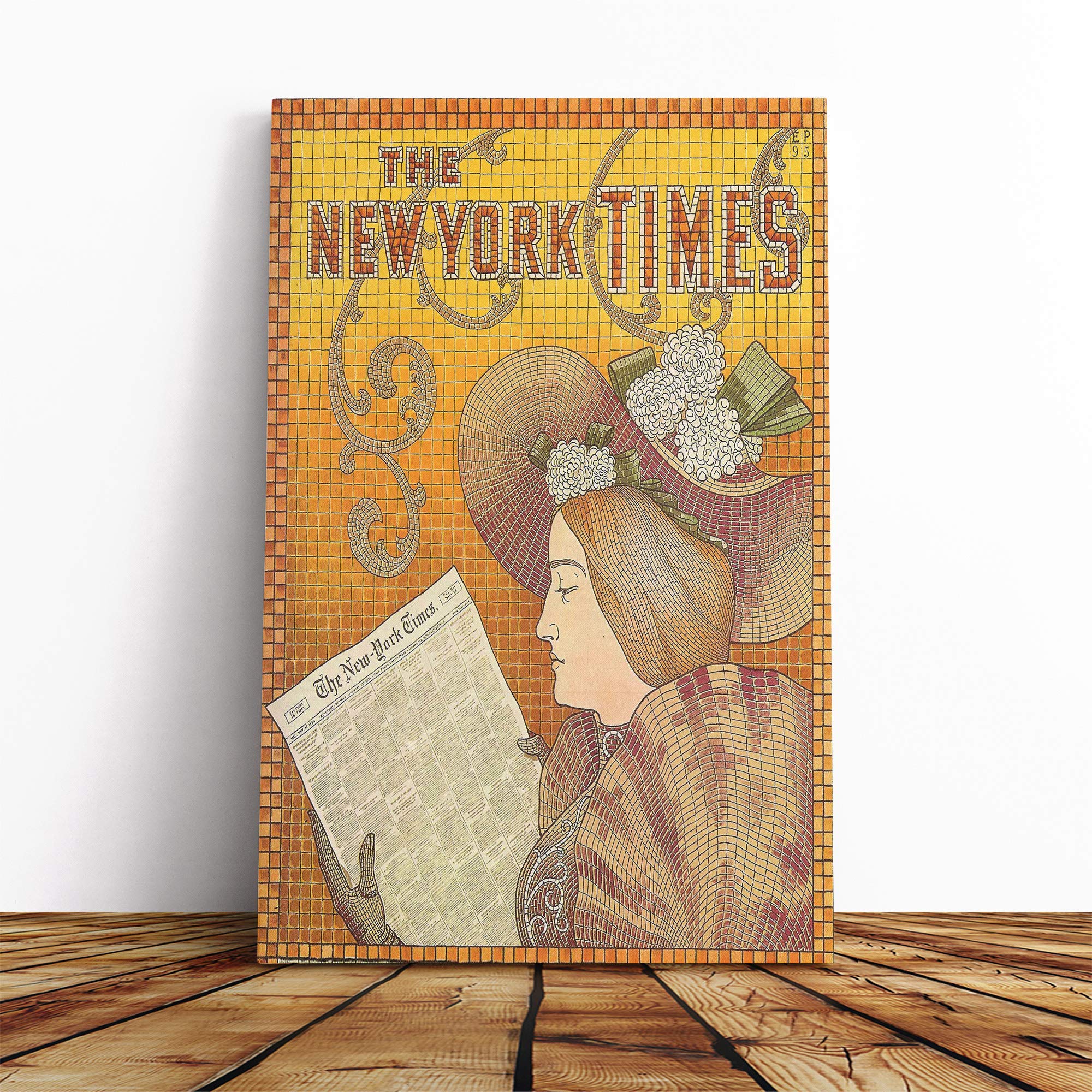 Poster New York Times Canvas Print | Gallery Wrapped 30mm Frame Wall Art | 30x20 inches | Ready to Hang | Retro Picture | Living Room Bedroom Lounge Office