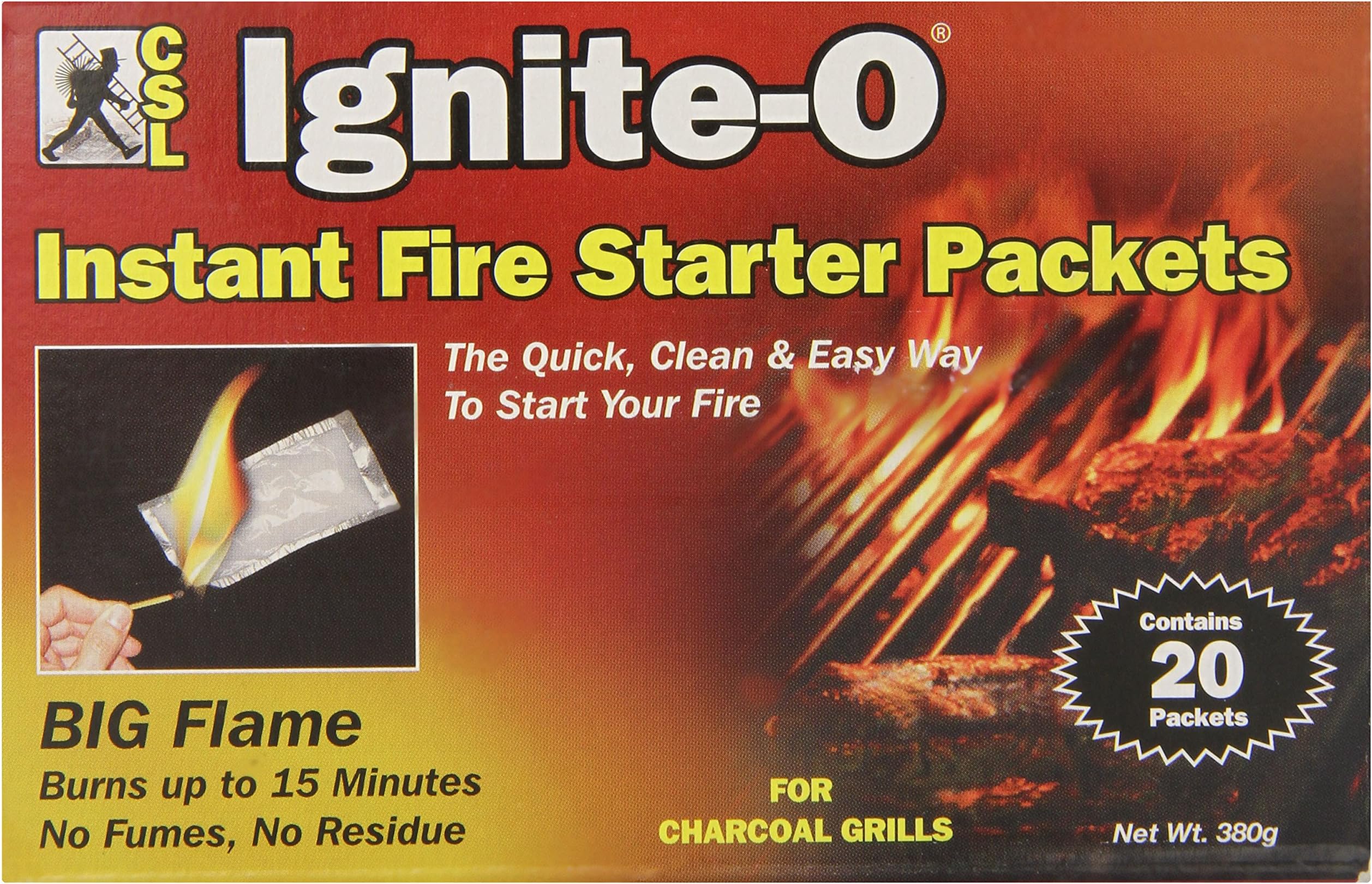 Ignite-O Instant Fire Starter Packets, 20 Packets 380g