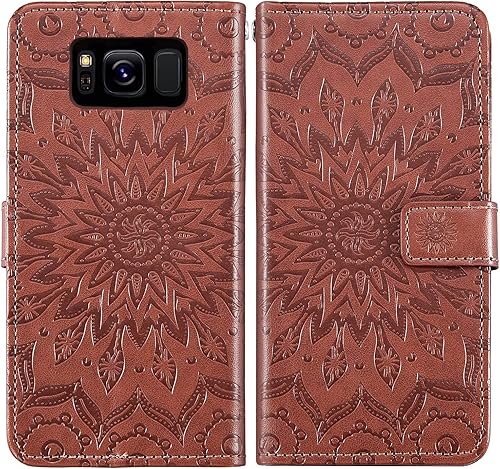 Miniatura 5 de Funda de teléfono para Samsung Galaxy S8 Plus con protector de pantalla de vidrio templado, funda de cuero con tapa para tarjetero, accesorios para