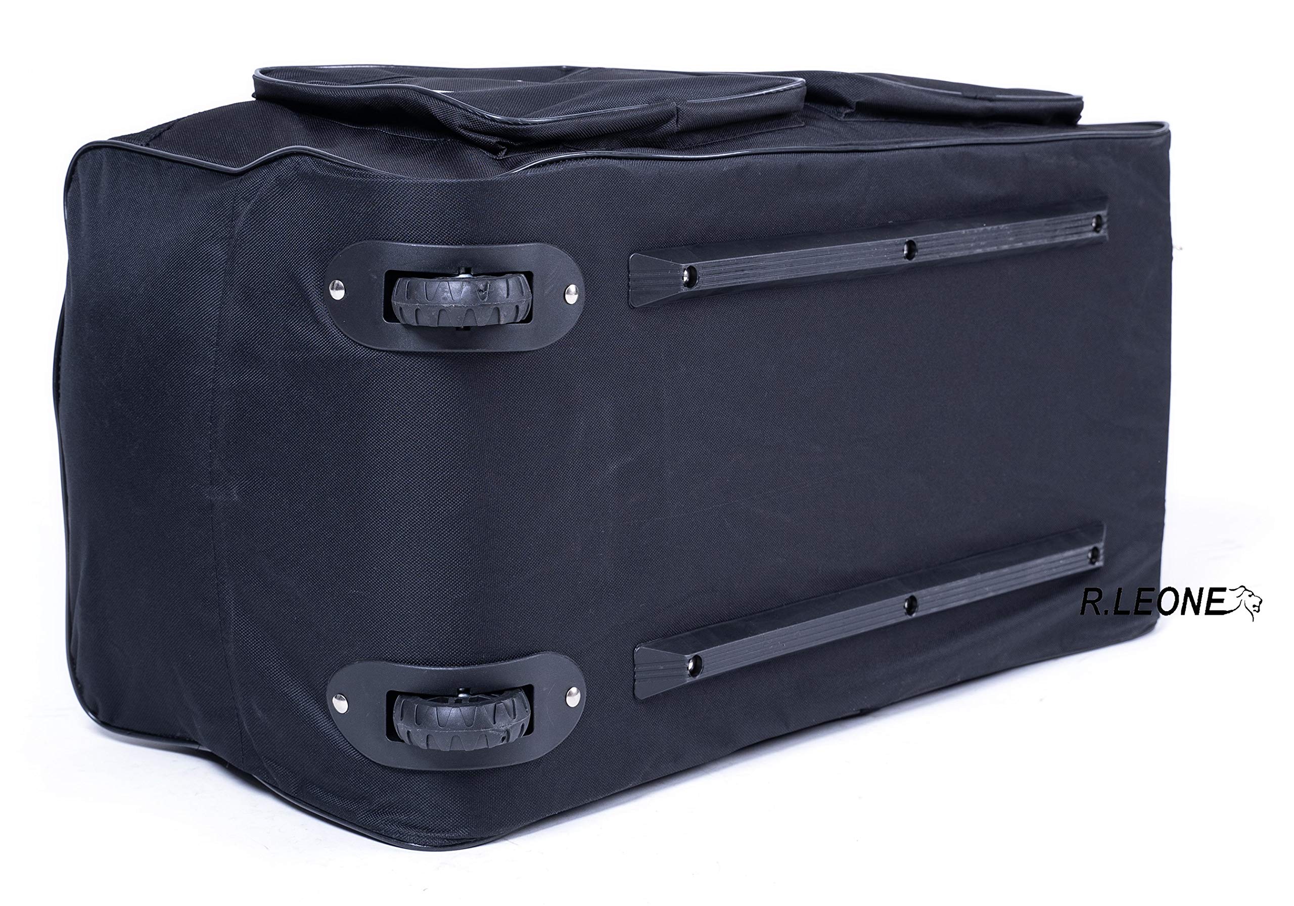 R.Leone TROLLEY BORSONE DA VIAGGIO CON 2 RUOTE RINFORZATE (Nero, 007 30x39x52cm)