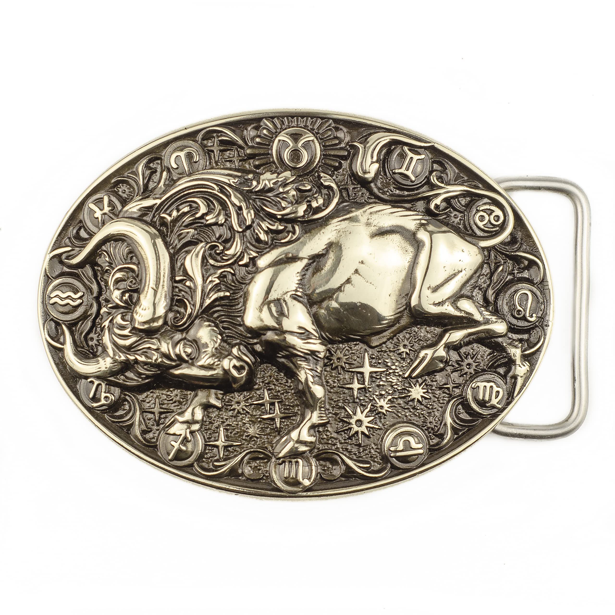 Taurus german silver belt buckle, Bull Horoscope Astrological Zodiac Sign solid nickel silver buckle gift for men and women, accessory