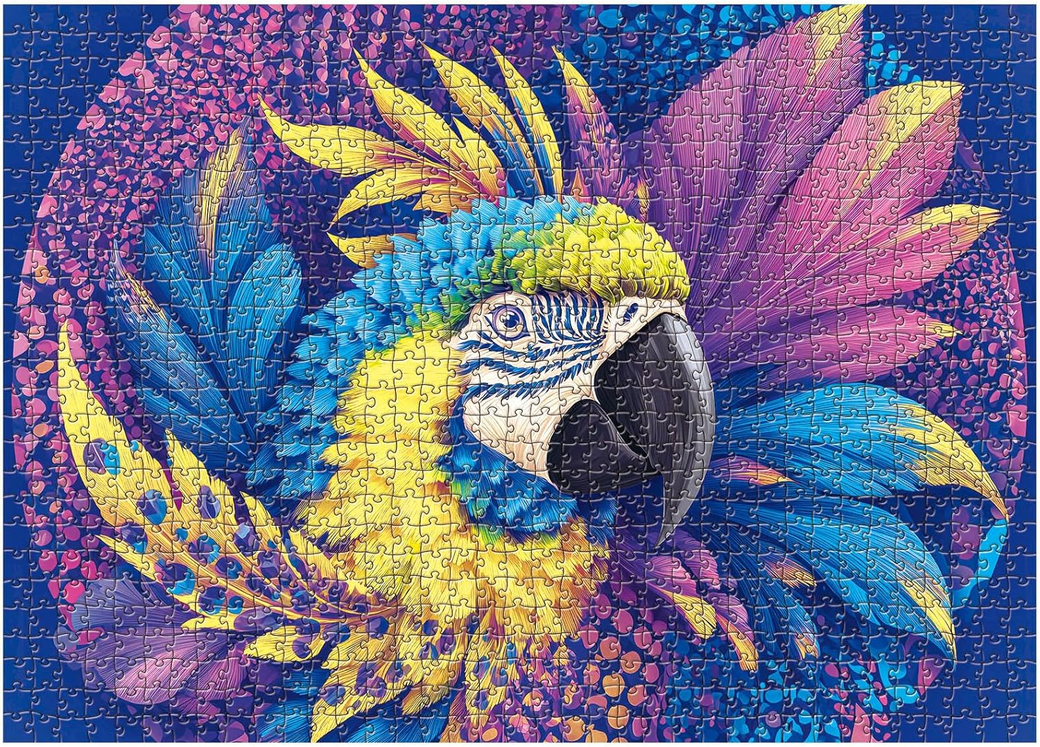 1000 Piece Jigsaw Puzzle for Adults - Colorful Macaw Parrot Art, Tropical Bird Puzzle with Vibrant Blue Yellow Purple Feathers