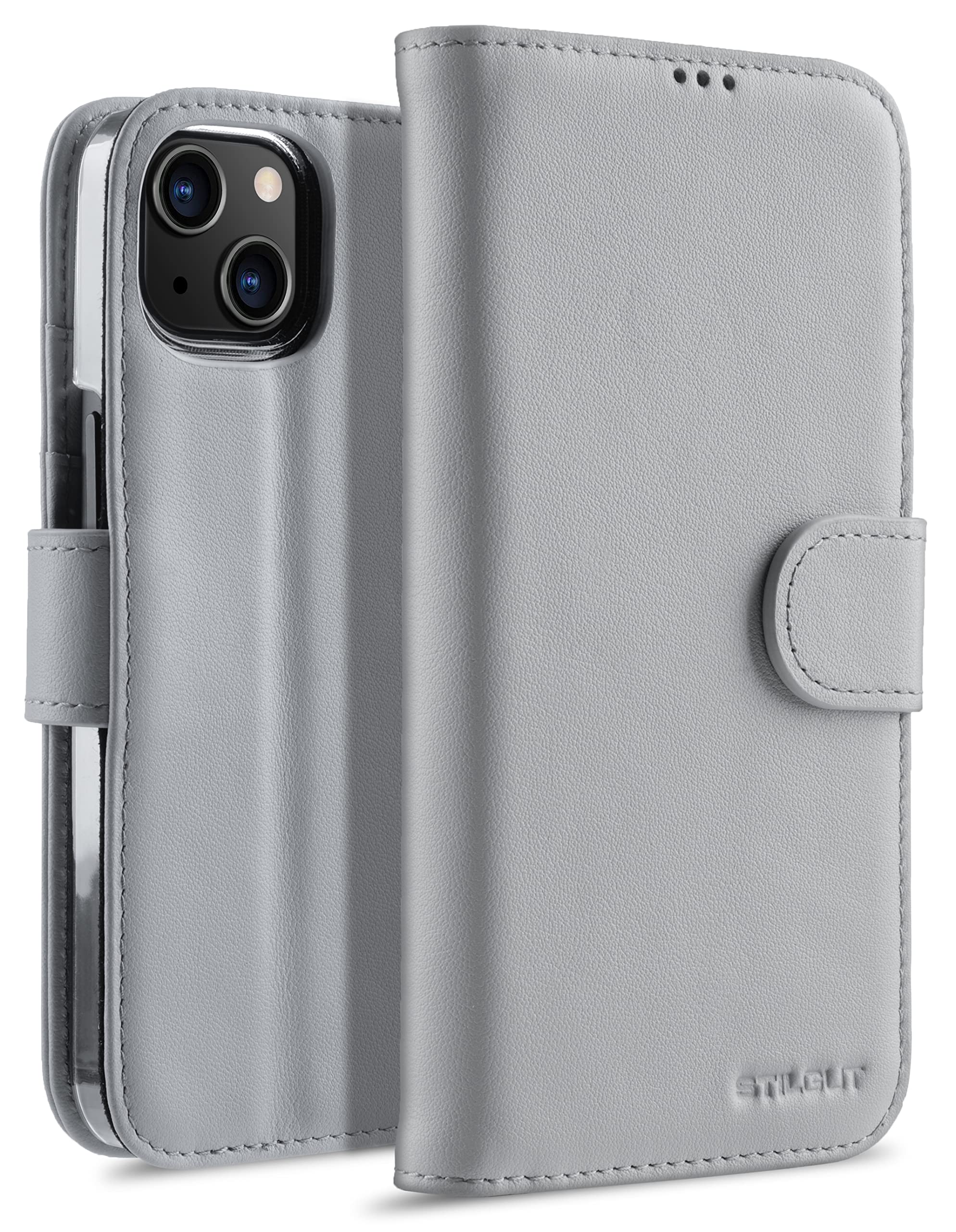 STILGUT Talis Compatible with iPhone 13 mini (5.4 Inch) Leather Case with Card Slot, Flip Cover, Wallet Case