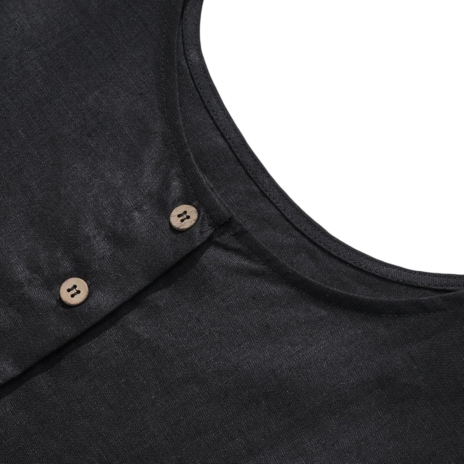 Amazhiyu Women's 100% Linen Button Front Pleated Sleeveless Midi Dresses Summer - Image 4