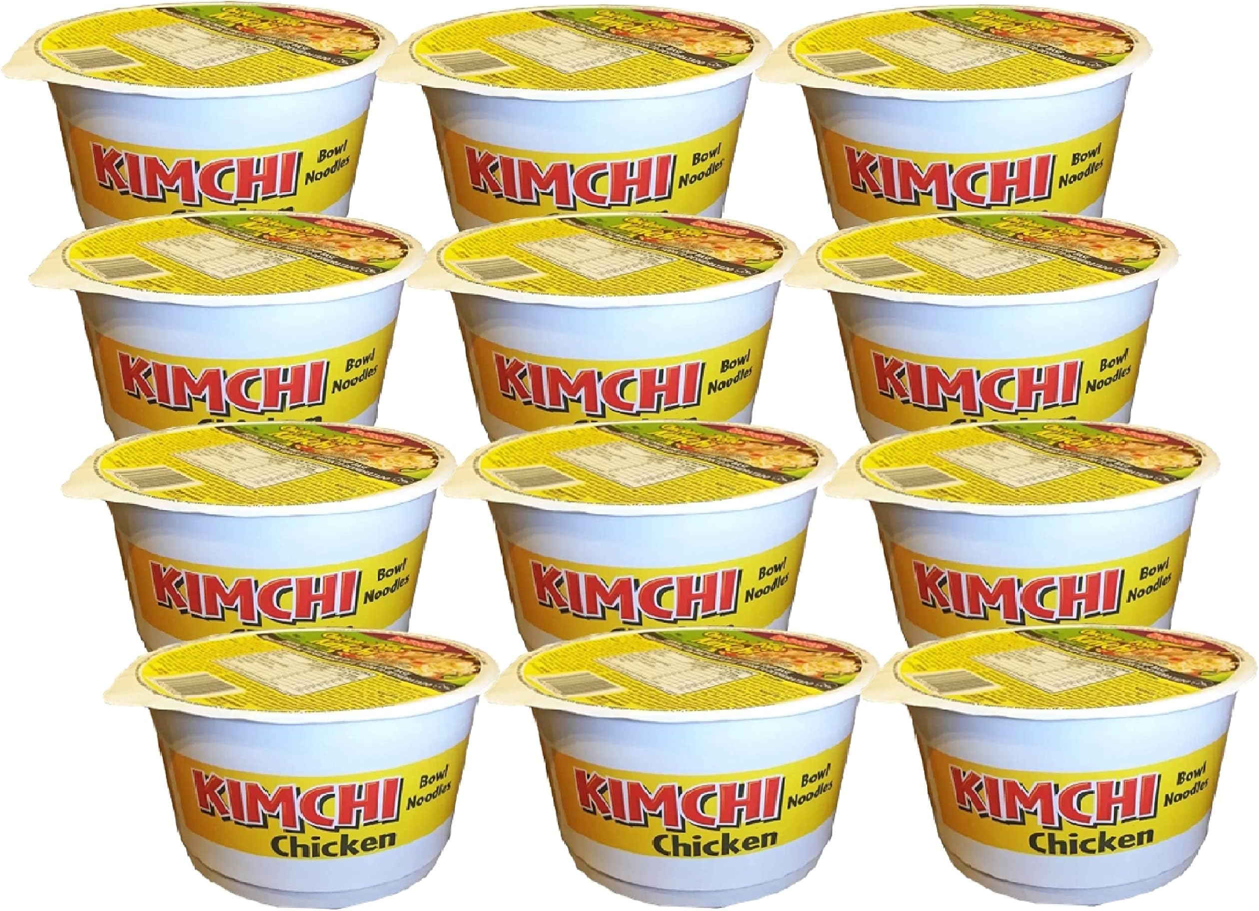 Mr. Noodles Kimchi Noodles Multipack - Pack of 12 x 86g Instant Pot Chicken Noodles with Topline Card. Noodle Bowl Bulk Buy Food for Camping Meals, Lunchbox Snacks.