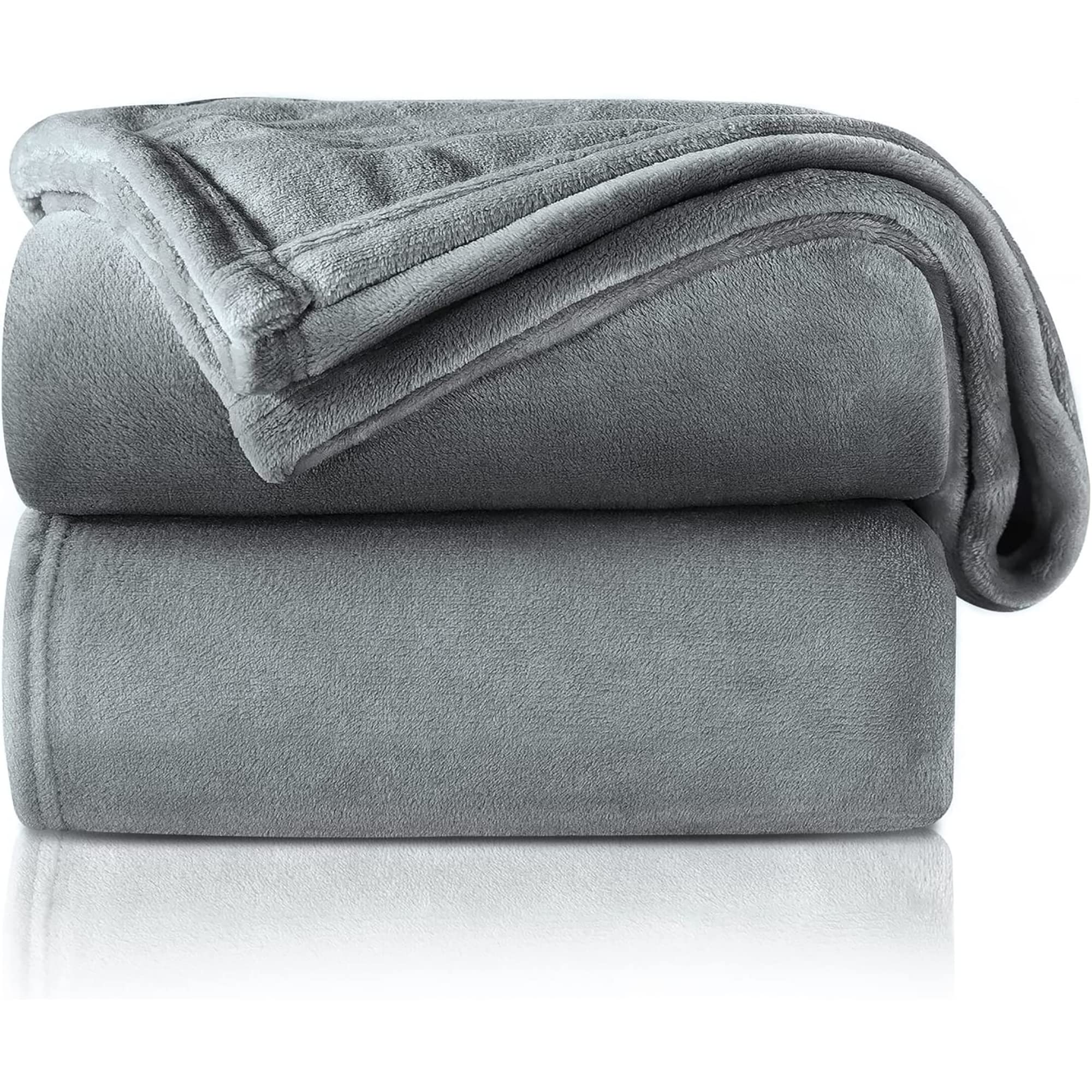 ONME Fleece Blanket, Full/Queen Size Blanket - Soft Lightweight Microfiber Cool Blanket for Sofa, Couch, Bed, Camping, Travel, 90"x90" Gray