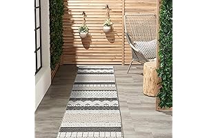 Rugshop Marbella 2 ft. x 7 ft. Gray Non-Shedding, Extra Long Outdoor Runner Rug