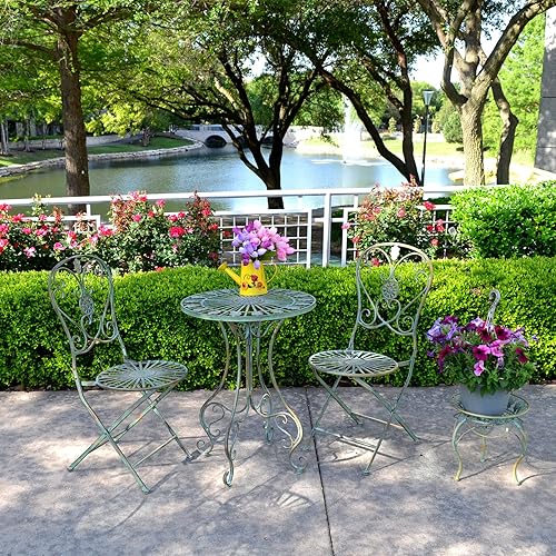 Miniatura 4 de Westcharm Mesa de metal para exteriores para patio exterior con patas curvadas con diseño de corazón y cola de pavo real