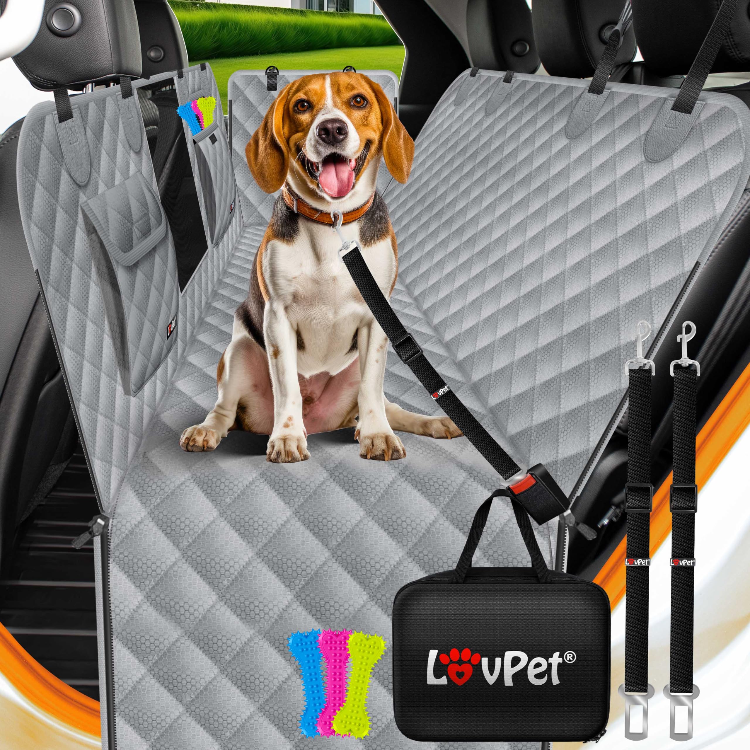 Lovpet® Protezione per il bagagliaio con protezione laterale e del paraurti, per cani, per il sedile posteriore dell'auto con finestra trasparente e accessori, Impermeabile e resistente ai graffi