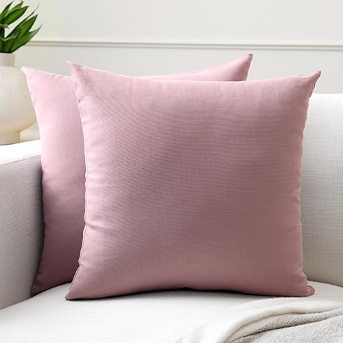 Vista 289 de Encasa Homes - Juego de 2 fundas de almohada, 18 x 18 pulgadas, lona de algodón teñidas, cuadradas, decorativas, para sofá, silla, cama y hogar, Azul