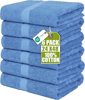 Utopia Towels 6 Pack Bath Towels, 24x48 in, 100% Cotton, Electric Blue