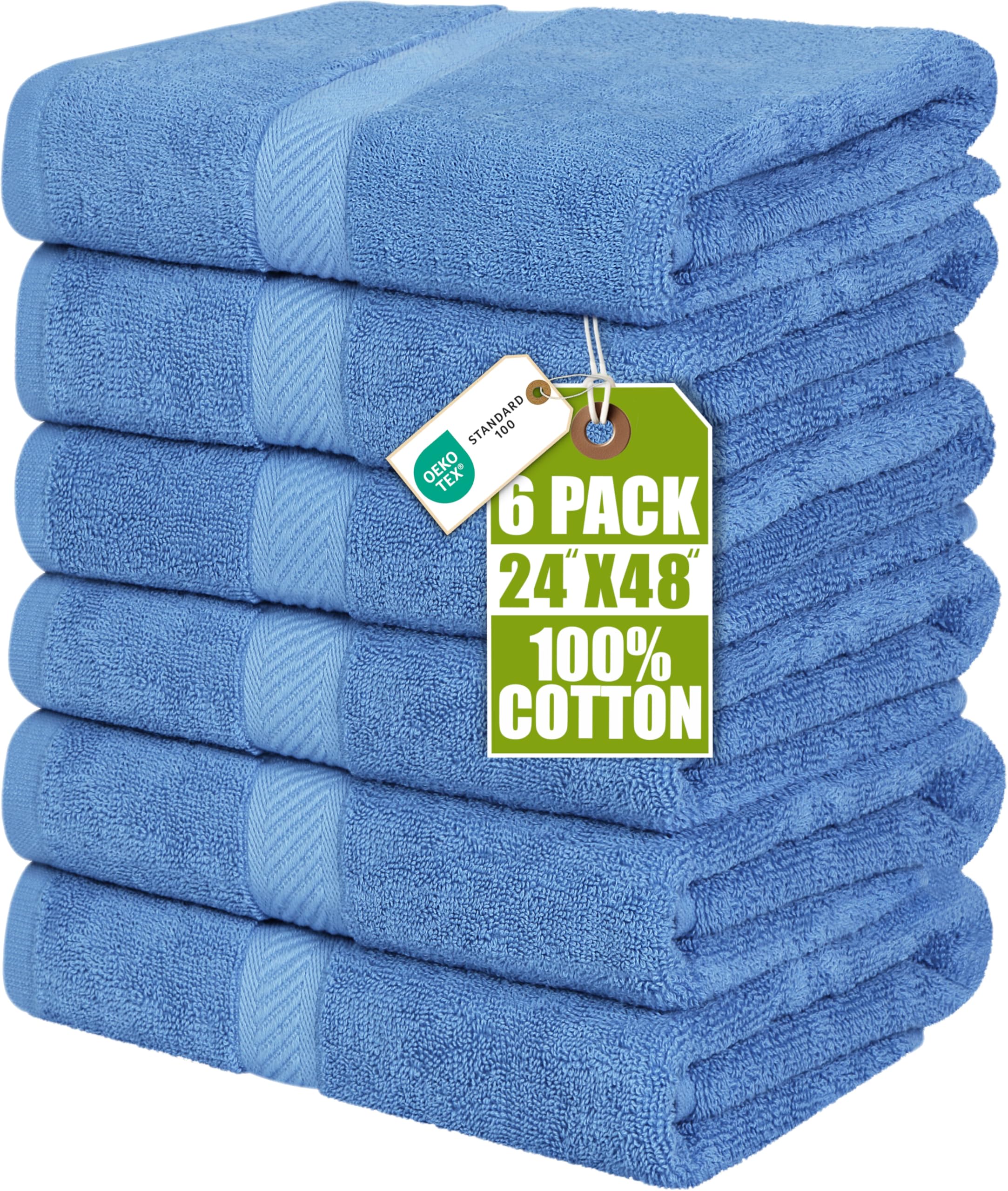 Utopia Towels - Set di 6 asciugamani da bagno, 100% cotone filato ad anello (60 x 120 cm), medi, leggeri e altamente assorbenti, ad asciugatura rapida, asciugamani di alta qualità per hotel, spa e