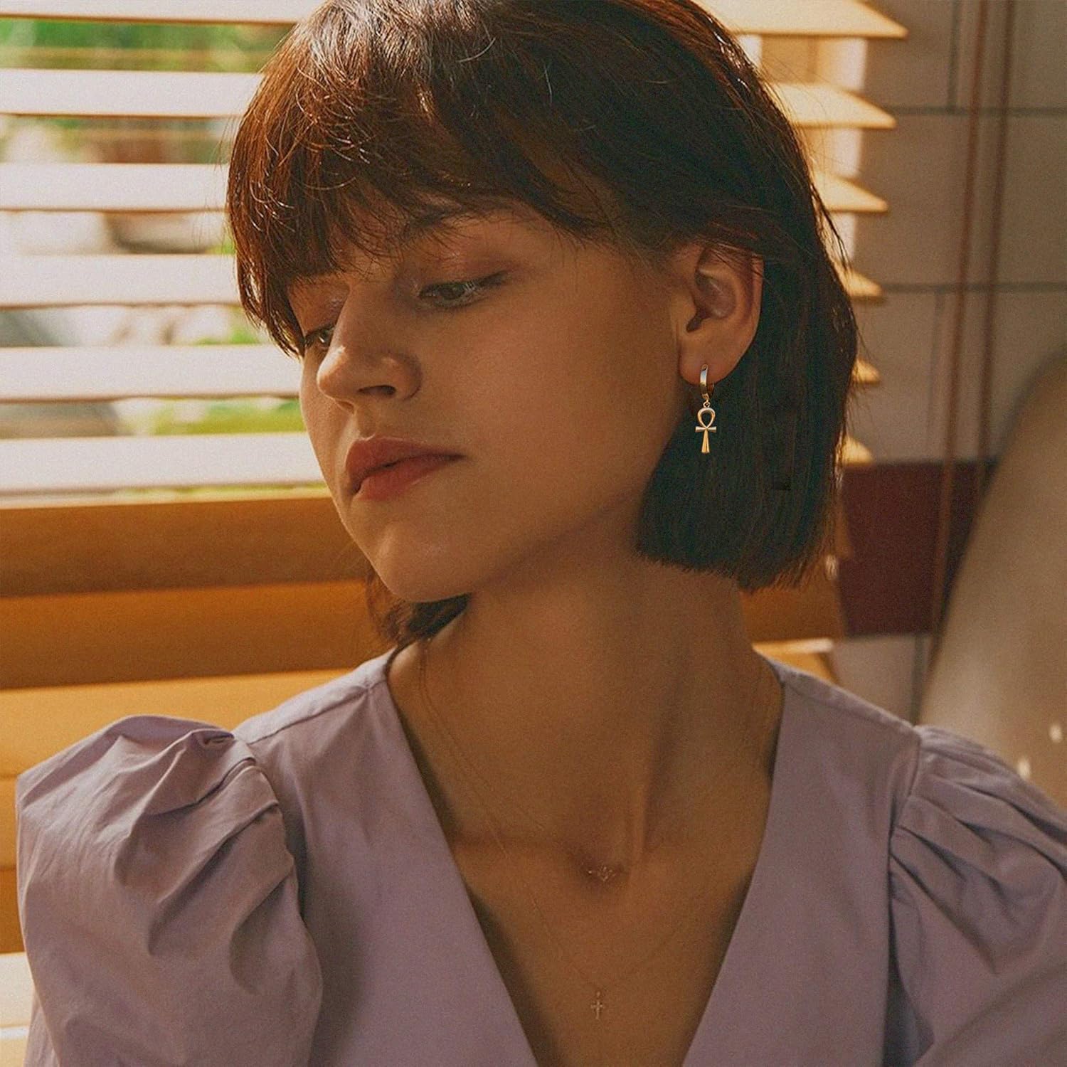 VACRONA Gold Heart Hoop Earrings Huggie Earrings for Women 14k Gold Plated Small Hoops Earrings - Image 2