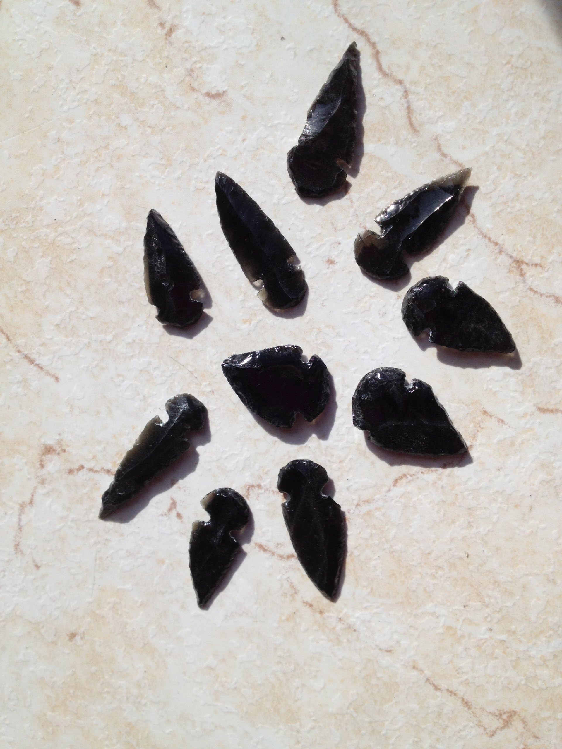 Arrowheads - Genuine Black Obsidian - 2"-3" - Set of 6