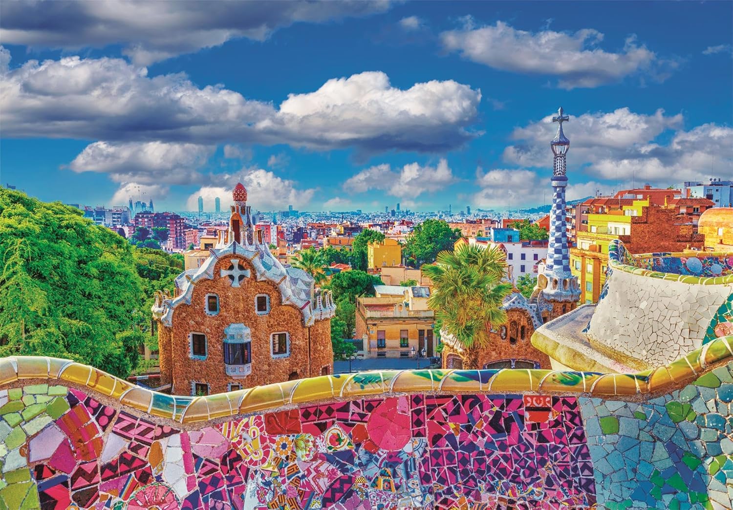 Clementoni - 39954 Jigsaw Puzzle 1000 Pieces for Adults and Teenagers, Collection, Barcelona PARC Güell Theme, Compact Box with Poster Included, Gift Idea for Men and Women, Made in Italy, 70 x 50 cm