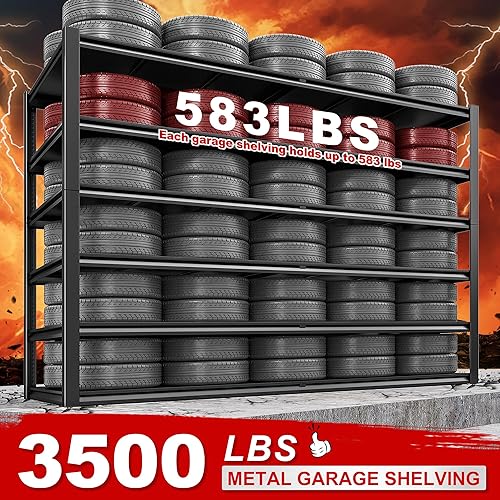 Miniatura 3 de REIBII Estantería de garaje de 84.1 pulgadas de alto, estantes de almacenamiento de 3500 libras resistentes, estantería de metal ajustable de 6