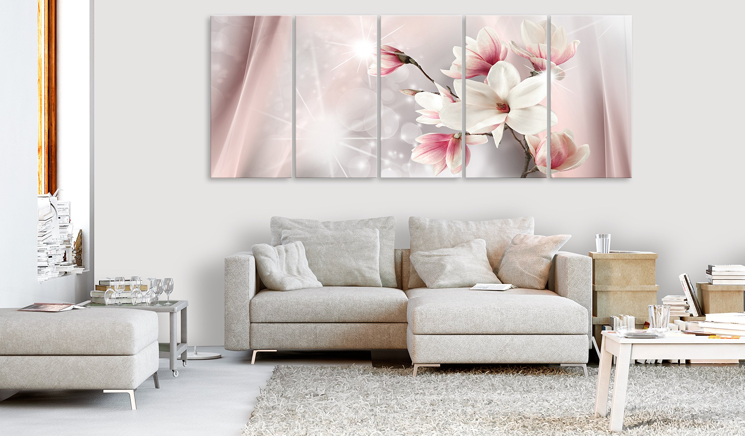 artgeist Acoustic Canvas Wall Art Magnolia 59x24 in - 5pcs Picture with Acoustic Foam Sound Print Artwork Room Acoustics Soundproofing b-B-0270-b-m