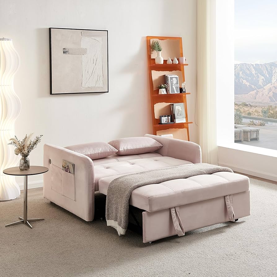 Amazon.com: N NOORDENIYA 55'' Velvet Sofa Bed, Pull Out