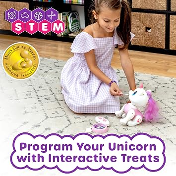 Power Your Fun Robo Pets Unicorn Toy for Girls and Boys - Remote Control Robot Toys with Interactive Hand Motion Gestures, STEM Programmable Treats, Walking, Dancing Robot Unicorn Kids Toy (Pink)
