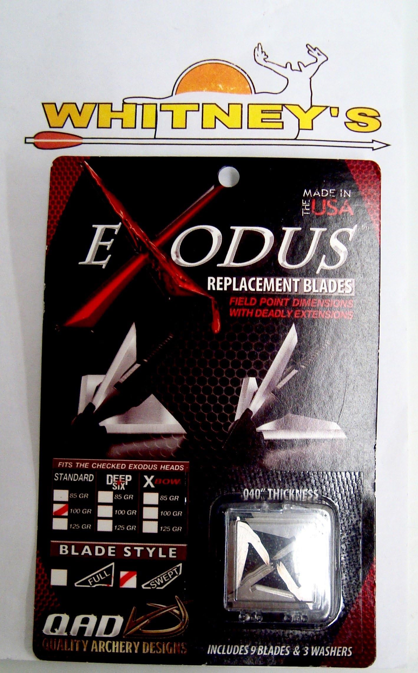 QADExodus Replacement Blades for 85/100 Grain Swept Blade Broadheads