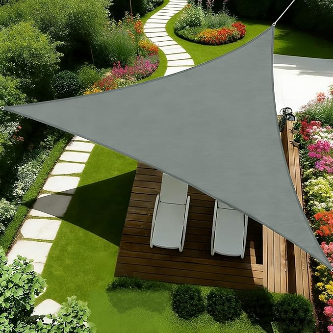 SUMORISE Gray Triangle Sun Shade Sail - Outdoor UV Blocker