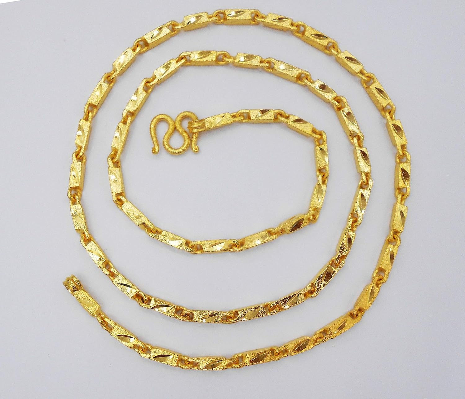 Chain Link 23k 24k Baht Yellow Gold Plated Filled Snake Necklace Jewelry Women, Men's, 24.5 inch 35 Grams 4 MM