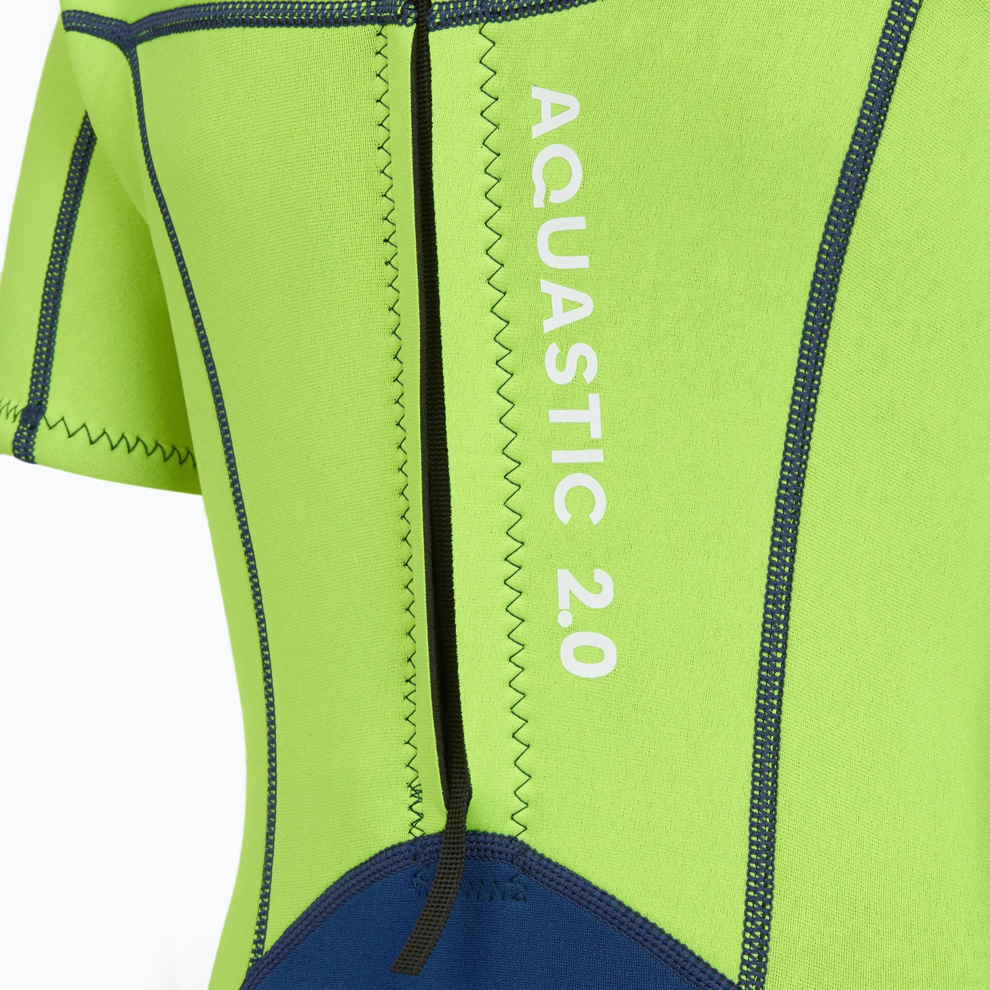 AQUASTIC Wavey JRG Traje de Neopreno de 2 mm para niños, de Manga Corta, con Cremallera Trasera, Aislamiento térmico, para natación, Sup y Snorkel, para niños y niñas, Azul Marino