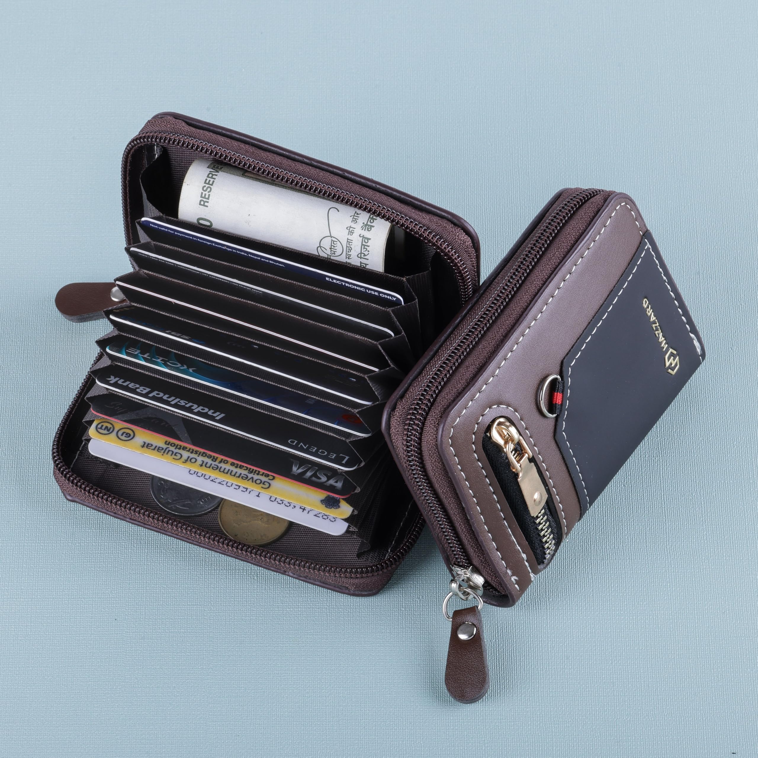 Slim Skinny Fit Card Wallet for Men and Women (203new Small Chain Dark Brown AV)-image-9