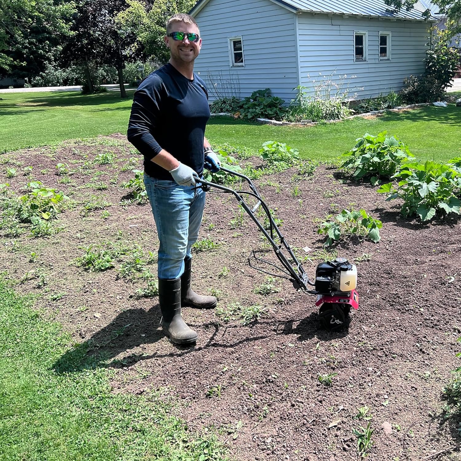 Thunderbay Cultivator 4Cycle 40cc Gas Powered Tiller w/Adjustable 4 Steel Tines Small Rototiller
