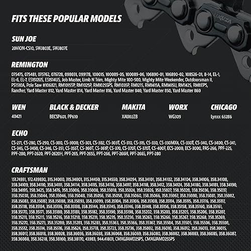 Miniatura 5 de Cadena de motosierra de 10 pulgadas, paso LP de 38 pulgadas, calibre de 050 pulgadas, 40 eslabones de transmisión, acero alemán, se adapta a MAKITA,