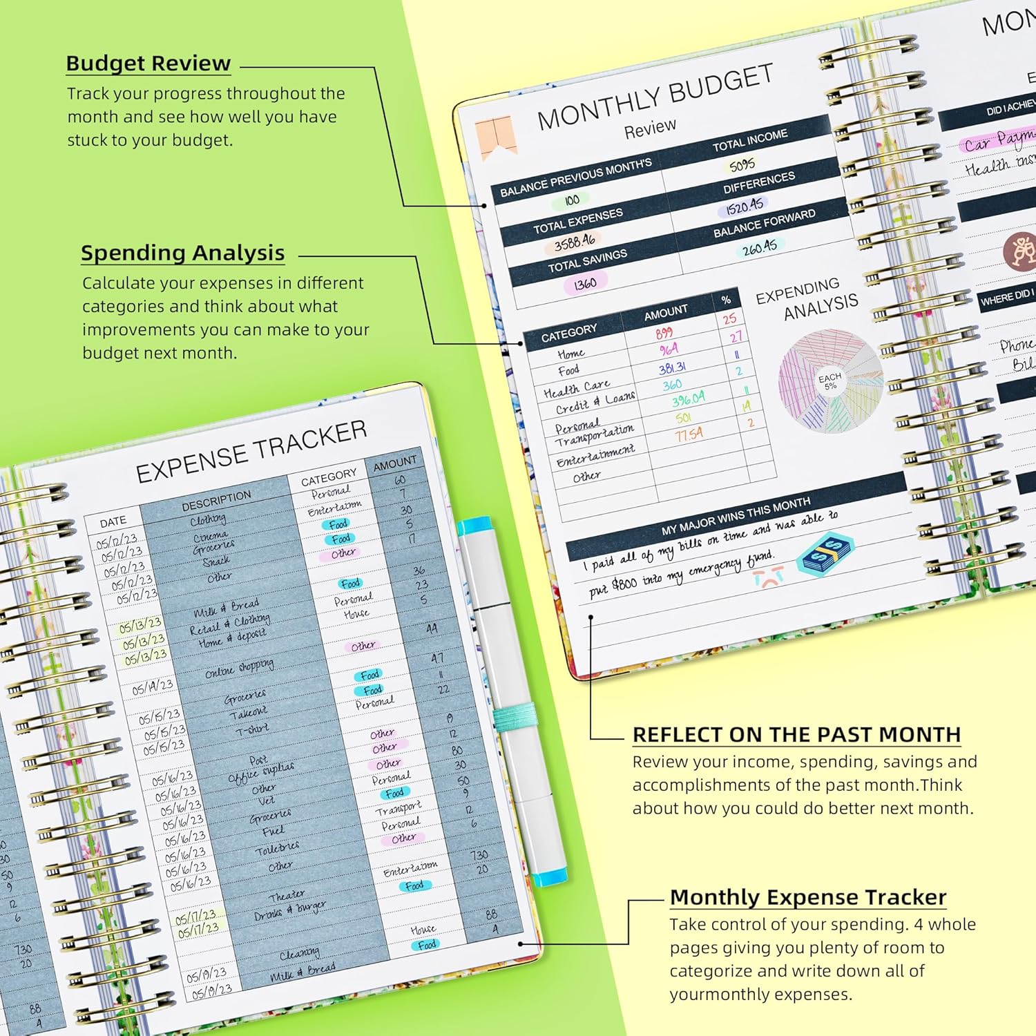 Ospelelf Budget Planner - Budget Book with Bill Organizer and Expense Tracker, 12 Month undated Budget Planner/Account Book to Take Control of Your Money, Start Anytime(Tree Seasons)