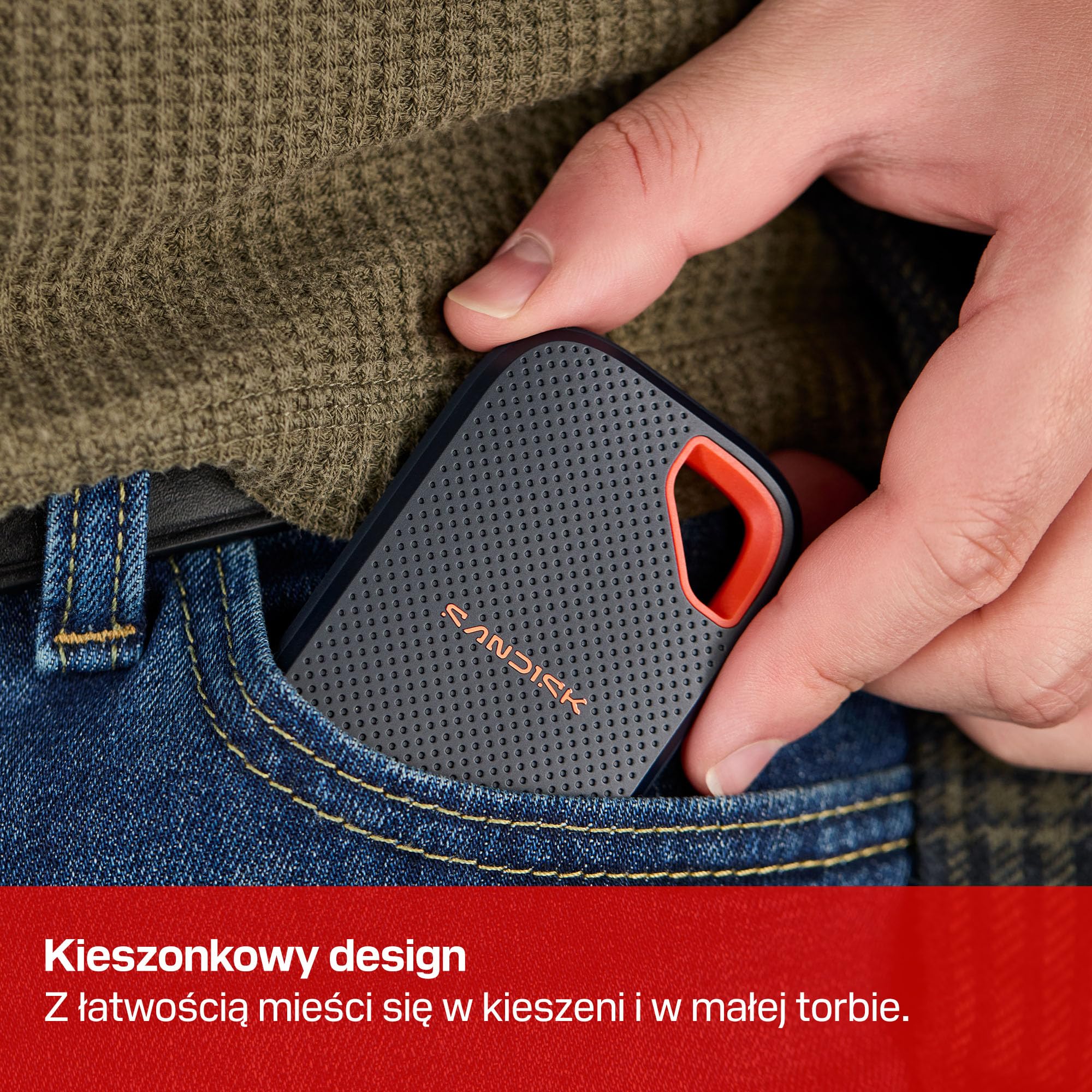 SANDISK Extreme Portable SSD Przenośny dysk 4 TB (szybkości przesyłania do 2000 MB/s, USB Type-C, stopień ochrony IP65, ochrona przed upadkiem z wysokości do 3 metrów)
