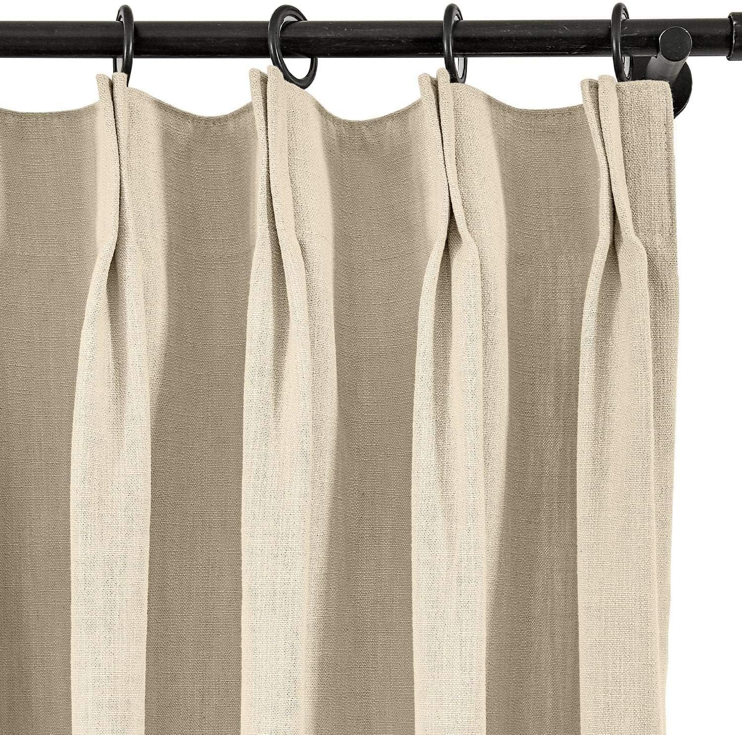 TWOPAGES Pinch Pleated Extra Long Curtains, 96 Inch Long Natural Linen Curtains for Living Room/Bedroom Window Drape, 7084-7 Gardenia, 1 Panel 50Wx96L
