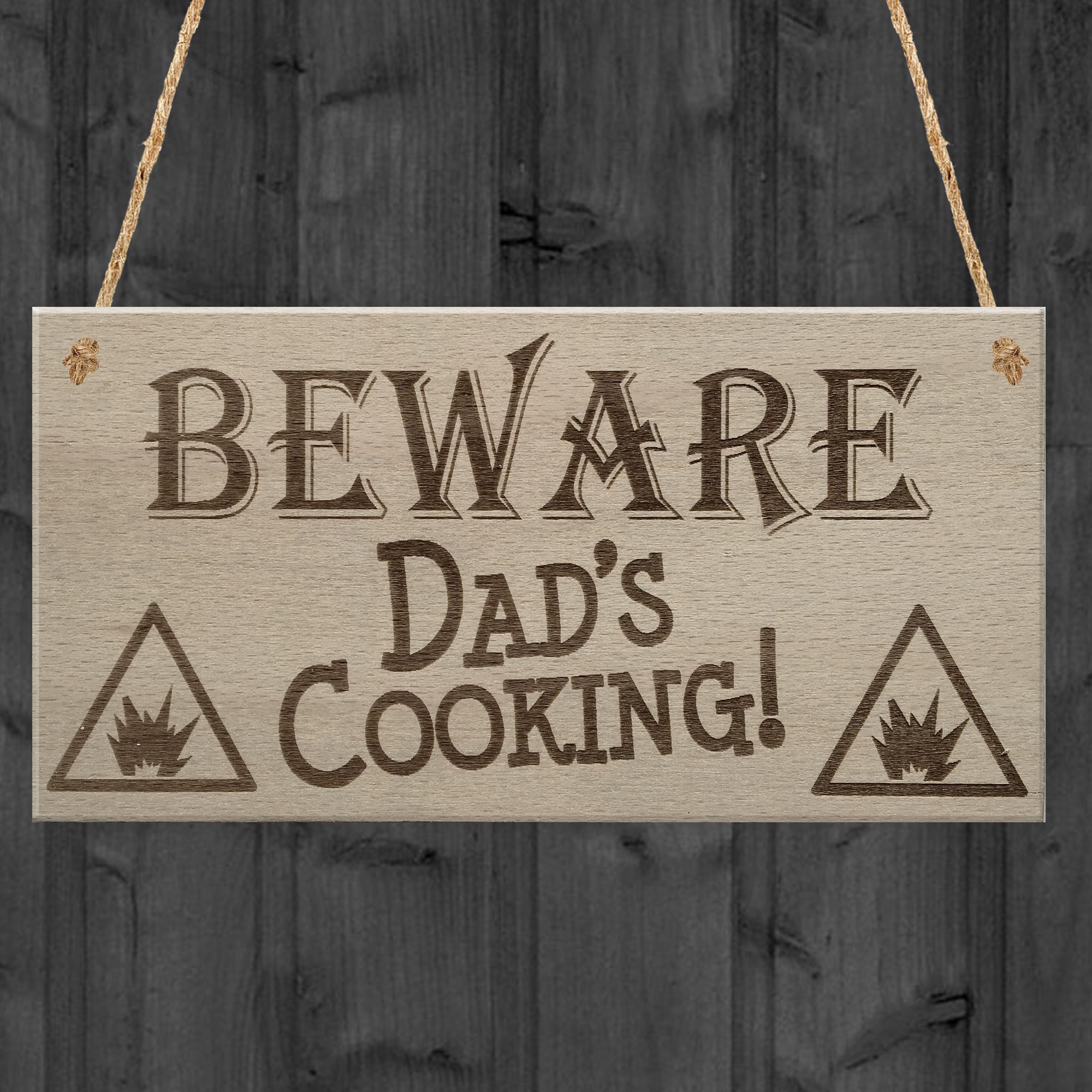 Red Ocean Beware Dad's Cooking Funny Father's Day BBQ Hanging Plaque Man Cave Gift Sign