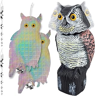 Sponsored Ad - FUNDIARY Owl Statue with 360º Rotating Head for Outdoor Garden Yard Orchard, Plastic Owl Outdoor Decoration...