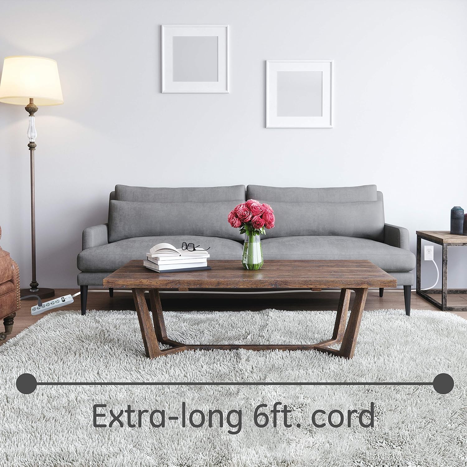 GE 6-Outlet Surge Protector, 10 Ft Extension Cord, Power Strip, 800 Joules, Flat Plug & 6-Outlet Surge Protector, 6 Ft Extension Cord, Power Strip, 800 Joules