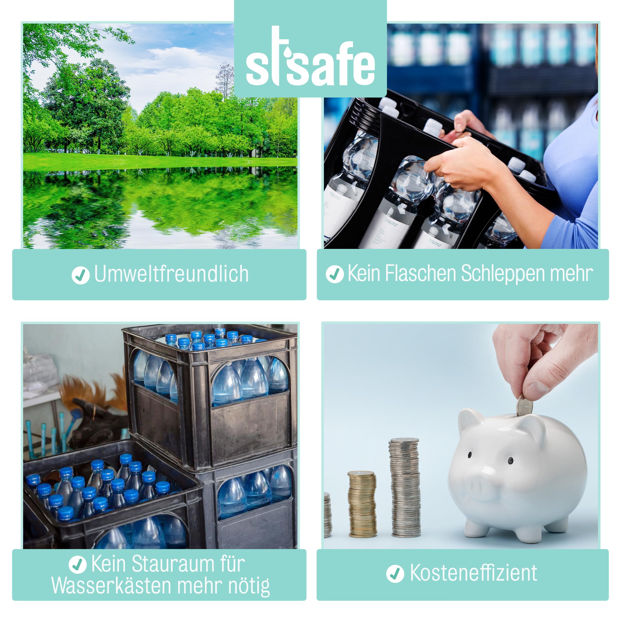 BASE+ Ersatzfilter | Untertisch Wasserfilter Ersatzkartusche passend zu den StSafe Filtern der HOME-Serie | Schnellwechselsystem I doppelte Filtration I Filtersystem Wasser I Trinkwasserfilter