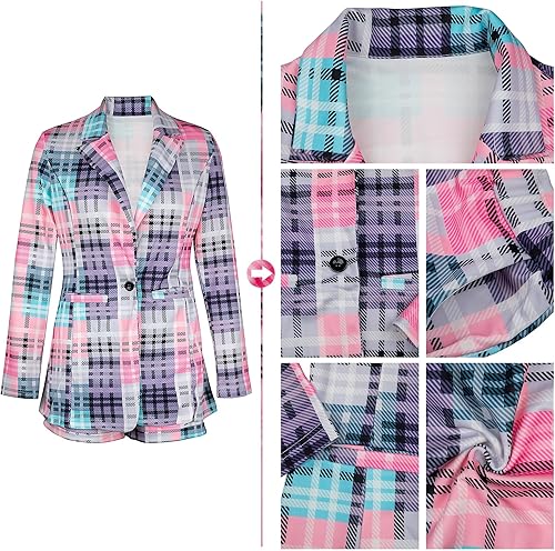 Miniatura 3 de Conjuntos de 2 piezas para mujer, manga larga, color liso, frente abierto, pantalones cortos con cinturón, casual, elegante, conjuntos de traje