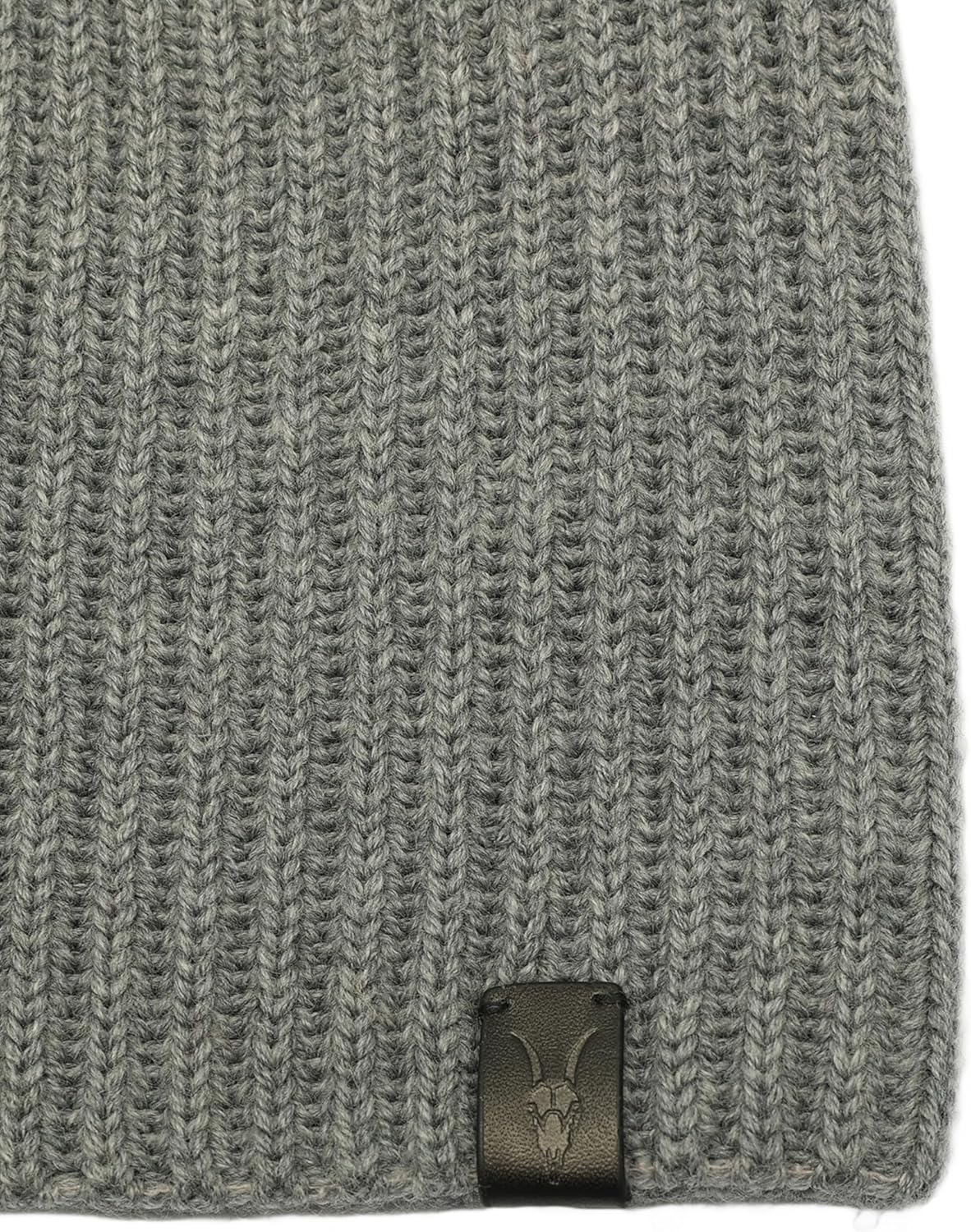 AllSaints Mens Merino Ribbed Beanie, Ribbed Hat with Logo Design, 100% Wool, Grey Marl - Image 4