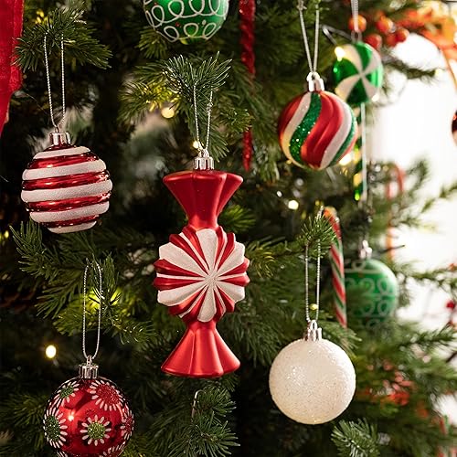 Miniatura 2 de Bolas de Navidad inastillables de bastón de caramelo de 108 unidades, decoraciones para árboles y fiestas de vacaciones - por Valery Madelyn