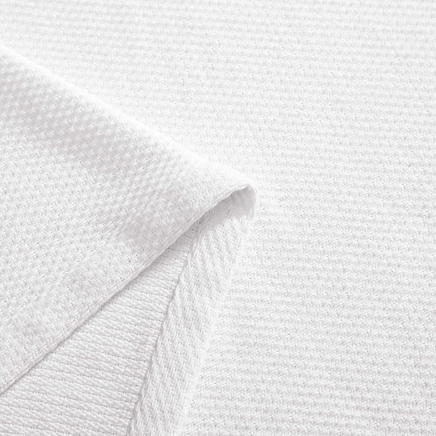 Tommy Hilfiger - Twin Cotton Blanket, Textured Pique Weave Bedding, Medium Weight Soft Blanket, Anti-Pilling & Fade Resistant, Ideal for Layering, Oeko-TEX Certified (White)