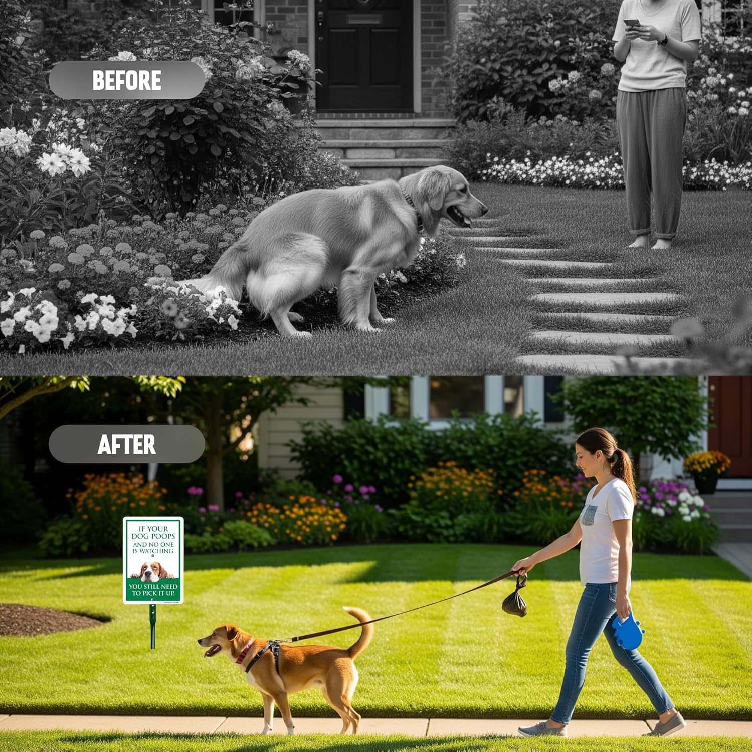 SmartSign Funny Pick Up After Your Dog Yard Sign - 10"x7", 21.5 inch Tall Lawn Sign & Stake Kit, Cute Dog Graphic, 40 mil Laminated Rustproof Aluminum