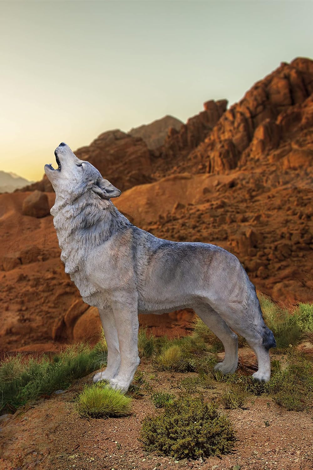 Hi-Line Gift Ltd. Standing Howling Grey Wolf Statue