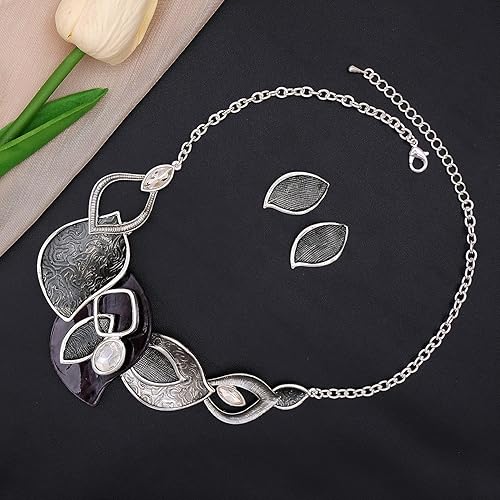 Miniatura 4 de Boho Statement Necklace Earrings Jewelry Set for Women Bohemian Prom Party Costume Accessory Enamel Crystal Jewelry
