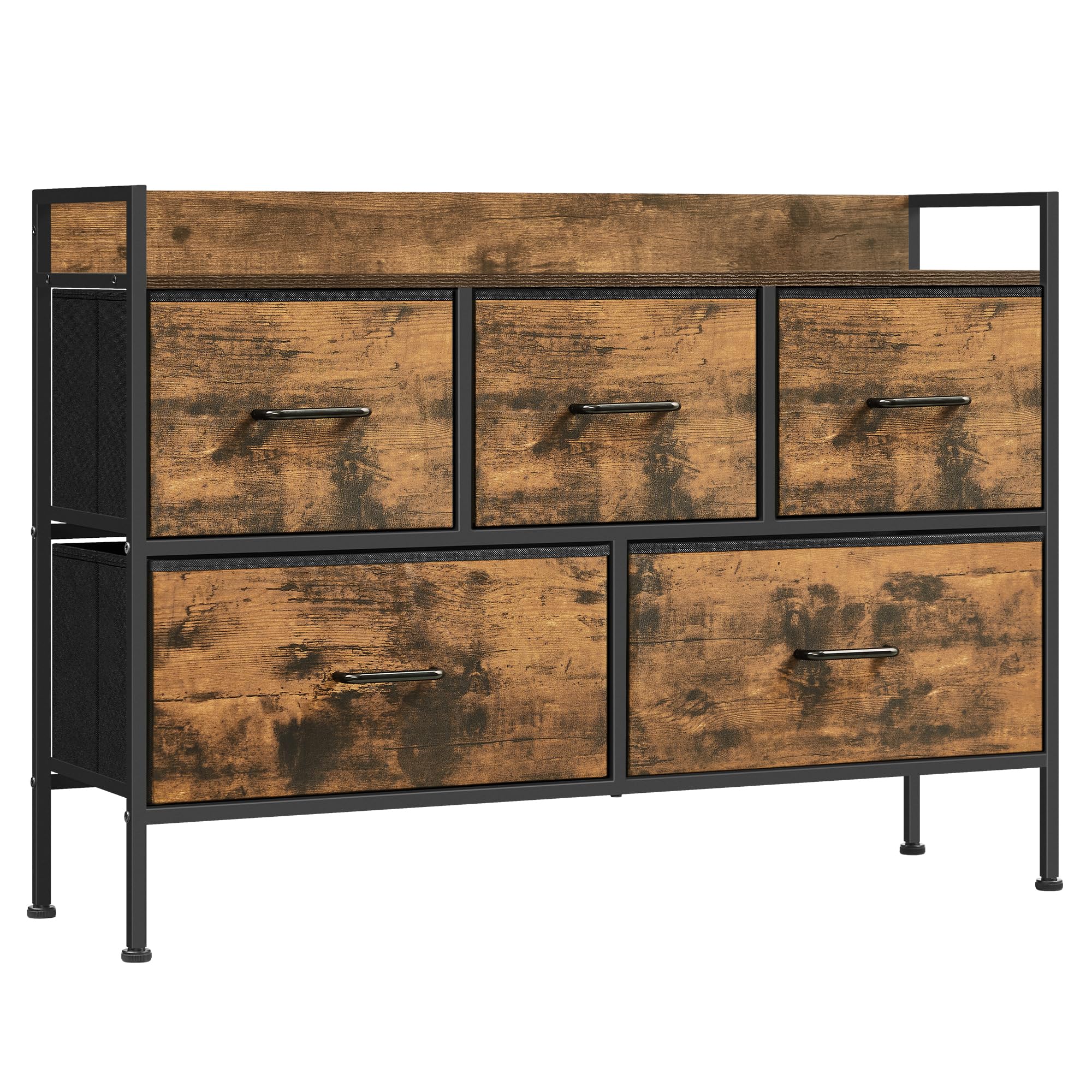 kast met 4 laden van stof, opbergcommode, industriële stijl voor
